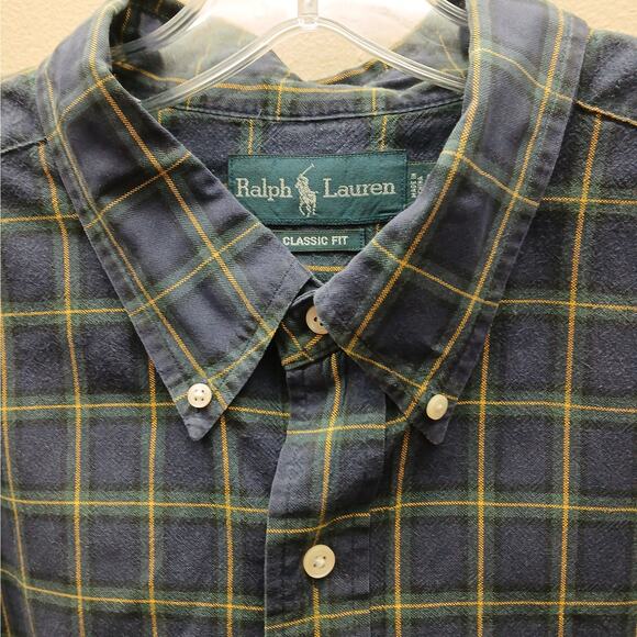 Ralph Lauren Men's Plaid Pony Logo Classic Fit Button Down Shirt Blue Size 2XB - Picture 5 of 7